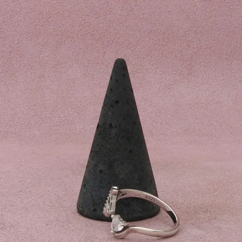 sterling silver cz heart pony horse bypass ring size 9.5